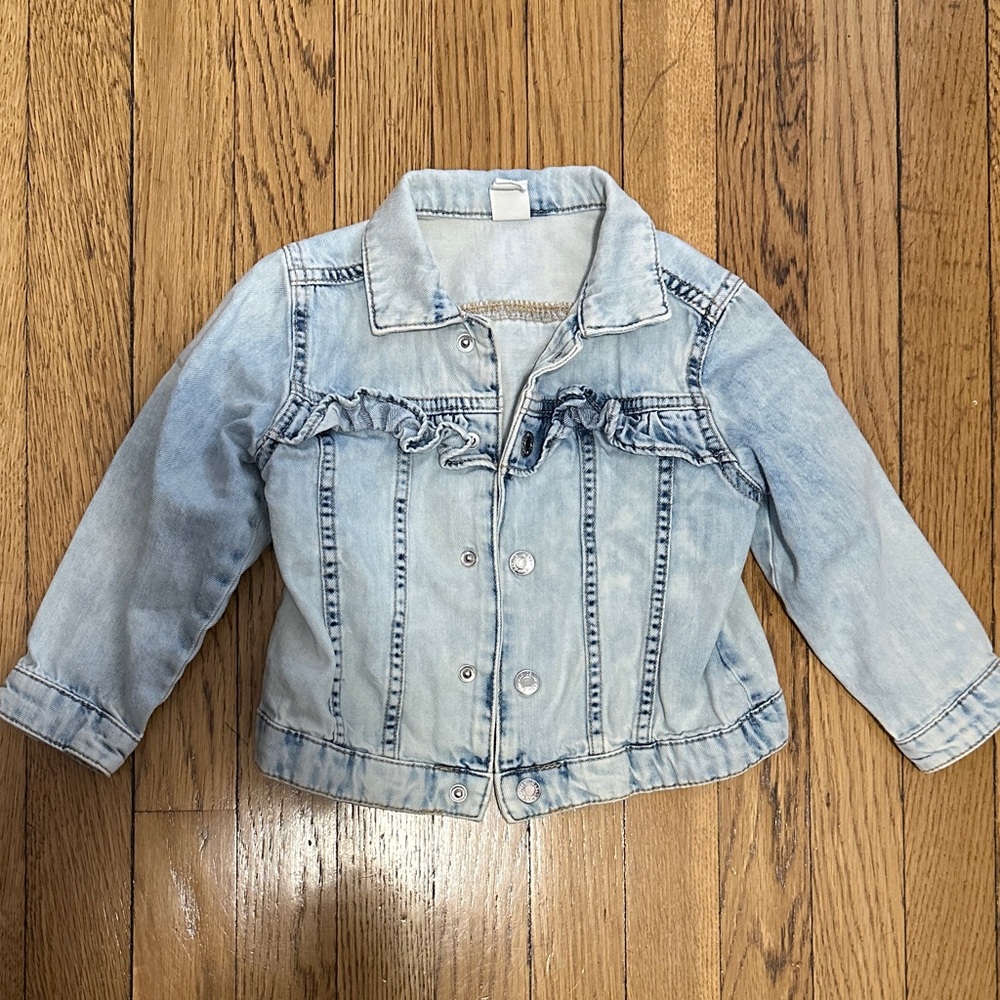 H&M Kids Light Wash Ruffle Denim Jacket